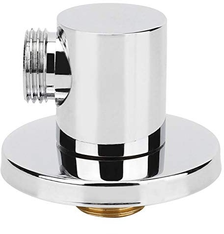 Yowmina Shower Hose Connector, Chrome Brass Body, Globe Valve, 1/2 G Connector, 2.2 x 2.4 Wall-Mounted Shower Outlet Elbow