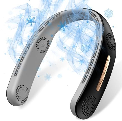 OLV Neck Fan 4 Turbo 6000mAh Portable 360 Cooling Airflow Bladeless USB Rechargeable Neck Fan with 3 Speeds Adjustment for Outdoor Travel Indoor - Black