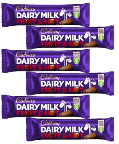 Chocolate Bars Bundle Consisting of Dairy Milk Fruit & Nut Chocolate Bar 49g (6 Pack)