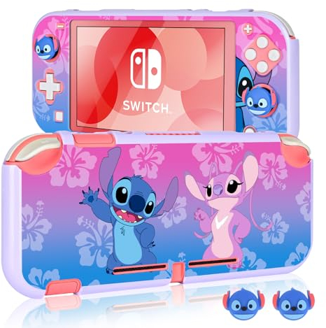 DLseego Coque Switch Lite,Housse de Protection pour Switch Lite et TPU Souple Protection Switch Lite Anti-Griffes et Anti-Chocs,avec 2 Capuchon pour Poignée de Pouce en Silicone,Monstres Violets