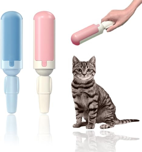 Half Forest 2 Pièces Rouleau Poils Animaux Brosse Adhésive pour Animaux Réutilisable, pour Enlever Les Poils d'animaux des Vêtements, du Canapé, du Lit Ou De La Voiture (Bleu, Rose)