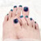 Ceboic 34Pcs Semi Cured Gel Toenail Strips, Soft Self-Adhesive Toe Nail Wraps, Long Lasting Salon Quality Gel Pedicure Stickers with Nail File & Wood Stick, UV/LED Lamp Required (Magic Blue)