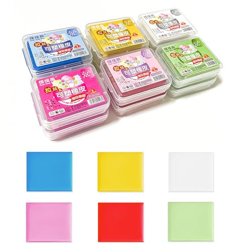 12 Stück Knetradiergummis,Weich Knetbar Radiergummis,Skizze Kitt Gummi mit Kunststoffgehäuse,Dauerhafte Künstler Radiergummi,Knetgummi Radiergummi für Bunte Zeichnung Malerei Schulbedarf