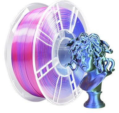 iBOSS Filamento PLA + triplo colore in seta, 1,75 mm, filamento per stampante 3D PLA Plus +/-0,02 mm, 1 kg/bobina, superficie lucida, seta rossa, blu e verde