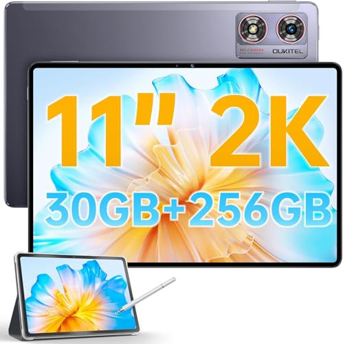 OUKITEL OT8 Tablet 11 Pulgadas - 30GB+256GB(1TB TF) Tablet Android 13, Pantalla 2K, Batería 8800mAh Tablets Gaming, 1920 * 1200 Pixels, 4-Altavoces, 5G WiFi, BT5.0, GMS, Widevine L1, Face ID - Negro