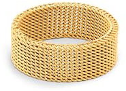 SINGULARU - Mesh-Ring. Edelstahl mit 18 Kt Vergoldeter Beschichtung. Schmuck für Damen. Größe 16.