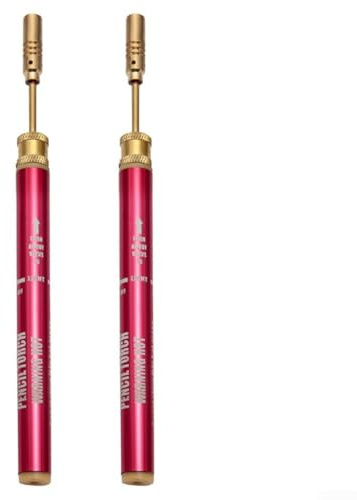 Nachfüllbarer rosa Bleistift-Airbrush-Lötkolben, schnurloses Butangas, geeignet für PVC-Rohrbogen (2 Stück)