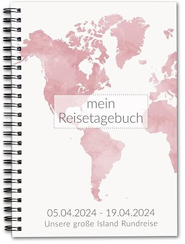 Personalisiertes Reisetagebuch zum Ausfüllen | persönliches Reisebuch für 3 Wochen | personalisiertes Geschenk | Reise must haves für Weltreise Roadtrip uvm | Ringbuch A5 | Weltkarte | Calmondo