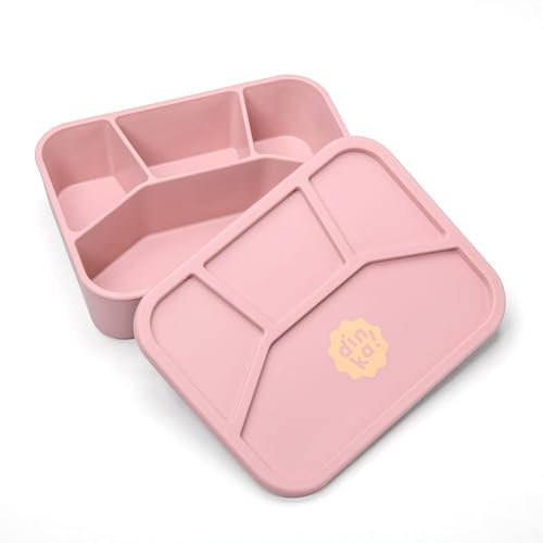 Dinka! Kids Lunch Box- Multi Compartment Lunch Box with Leak-Proof Lid- Silicone Lunch Boxes Ideal for Baby Food & Toddler Snacks- BPA Free Bento Boxes for Travel & Picnics- 1.1L Capacity (Garnet Red)