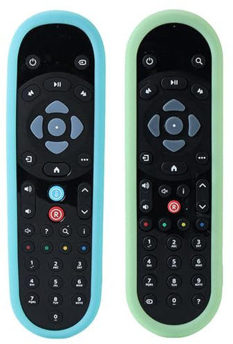 Confezione da 2 cover luminose per telecomando Sky Q Touch/Non-Touch, anche per Sky Glass/Sky Stream TV, custodia antiscivolo, blu brillante e verde fluorescente (si prega di confermare la