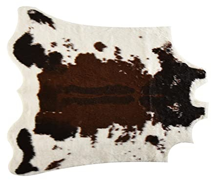 Wdfnexalai Teppich aus Rindsleder, rutschfest, natürlich, modisch, synthetisch, für Schlafzimmer, Western-Stil, Boho-Stil, 110 x 85 cm, 110 x 85 cm