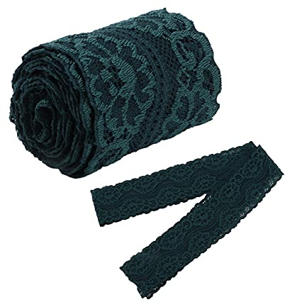 Dunkelgrünes, bequemes elastisches Spitzenband, 9,1 m, 5,1 cm breit, einzigartiger Rand zum Nähen, Basteln und Dekorieren