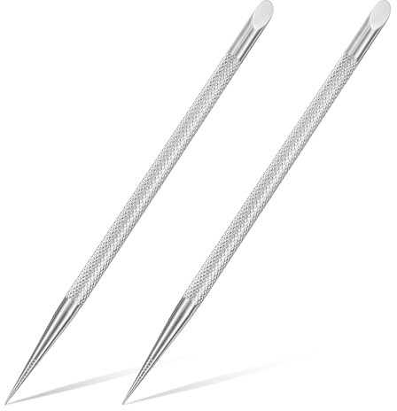 2 empujadores de cutículas de acero inoxidable, removedor de cutículas de metal, empujador de cutículas, empujador de cutículas, removedor de cutículas para manicura, pedicura y cuidado de uñas (plata