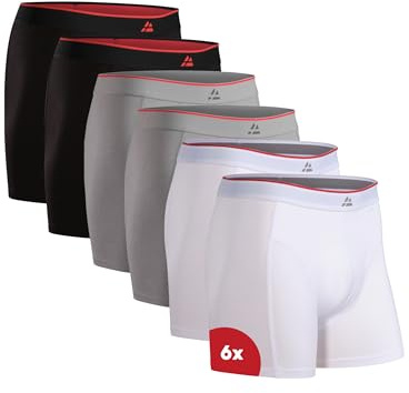 DANISH ENDURANCE Bambus Boxershorts Herren (6er|10er Pack), Unterhosen Herren, Mit oder ohne Eingriff, Mehrfarbig (2X Schwarz, 2X Grau, 2X Weiß), 4XL