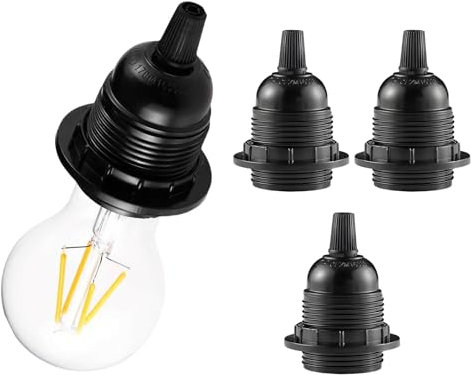 3pcs Douille E27 Noir,Douille E27 a Visser en Plastique,Abat-jour Bague Connecteur Adaptateur Base,Support de Lampe de Rechange,pour Lampe de Table,Lampadaire ou Plafonnier 
