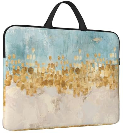 ESNAIUVCD Golden Strokes Print Protective 14 Inch Laptop Case,Laptop Sleeve with Handle Compatible,Carrying Computer Bag