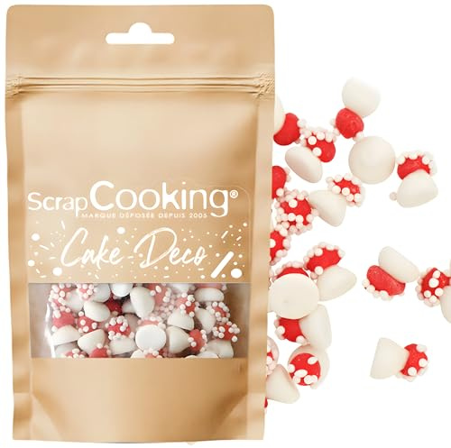 ScrapCooking - Décors Sucrés Mini Champignons 20 g - Décorations Alimentaires Pâtisserie - Décors Sucrés Comestibles - Sprinkles - Pour Desserts, Gâteaux, Bûches - Noël, Anniversaire - 7468