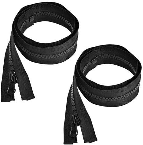 IGXX 2er-Set Schwerlast-Teilbarer Reißverschluss #5, Schwarz, 60 cm, Ersatz für Jacken und Mäntel, große Taschen und Polster