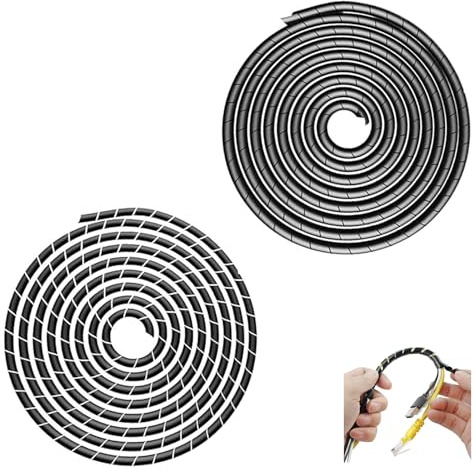 2 Stück Kabelschlauch, Kabelschutzschlauch 4-16mm (6m) und 6-19mm (4m), Flexibler Kabelkanal zur Kabelorganisation, Kabelspirale Schwarz, Spiral Cable Wrap, Schutzschlauch für Kabelsalat