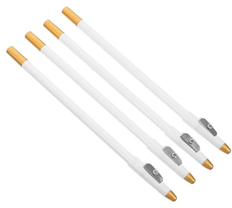 Cabilock 4 Stück Teiliges Weißes Barber Pencil Set mit Integriertem Anspitzer Wasserfestes Augenbrauen Bartstift set für Präzises Haar Bart detailing Make up werkzeug für Männer und Frauen