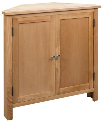 Nqyjm Eckschrank 80x33,5x78 cm Massivholz Eiche Aufbewahrungsschrank für Schlafzimmer, Flur, Wohnzimmer, Büro
