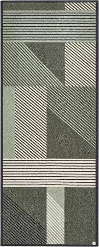 Barbara Becker Fußmatte Sense, Schmutzfangmatte waschbar, für Eingangsbereich Wohnungstür, Fußabstreifer, Türmatte, Grün, 67 x 170 cm