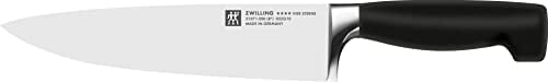 ZWILLING Couteau de Chef, Lame: 20 cm, Acier Inoxydable, Manche Noir, série Four Star