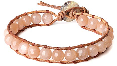 COAI Damen Lederarmband mit Kristall Perlen Glücksarmband für Frauen
