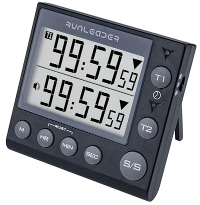 Jayron 2 Canaux Minuterie avec Horloge Minuterie de Cuisine Minuterie Magnétique Compte à Rebours Réveil Numérique Horloge de Bureau Horloge électrique Chronomètre Minuterie pour la Cuisson