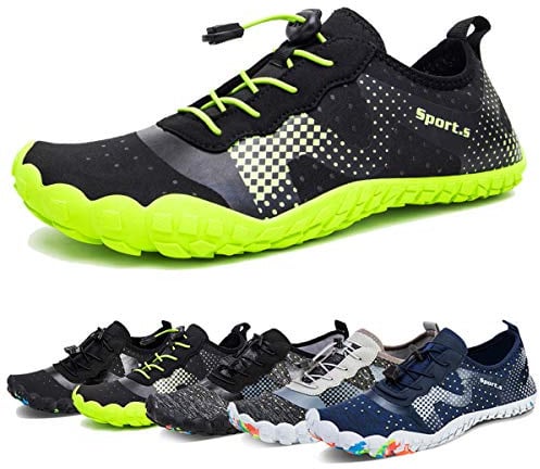 WateLves Water Shoes for Men Women Barefoot Quick-Dry Aqua Sock Outdoor Athletic Sport Shoes Kayaking Boating Hiking Surfing Walking (A-Black/Green, 44)