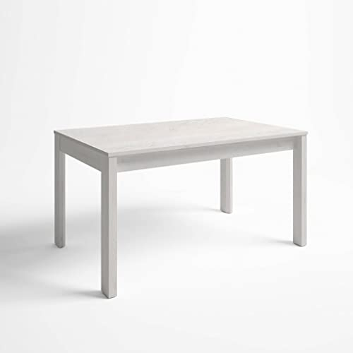 Inhome 63045TR- Mesa de Comedor Extensible, Mesa salón o Cocina, Acabado en Color Blanco Nordic, Modelo Trend, Medidas: 140 x 90 x 74,4 cm de Alto Extensible a 200 cm de Largo