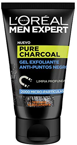 L'Oréal Paris Men Expert Pure Charcoal Gel Exfoliante Anti-Puntos Negros para Hombre, 100ml