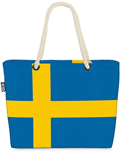 VOID XXL Strandtasche Schweden schwedisch Shopper Tasche 58x38x16cm 23L Beach Bag Sweden Swedish