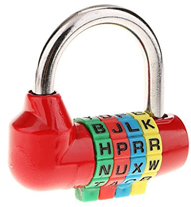 Serrure Cadenas à Combinaison à 4 Lettres pour Le Casier de Gymnase d'Ecole, Casier de Sports, la Barrière, la Boîte à Outils, l'affaire, Le Stockage de Moraillon Rouge 56mm
