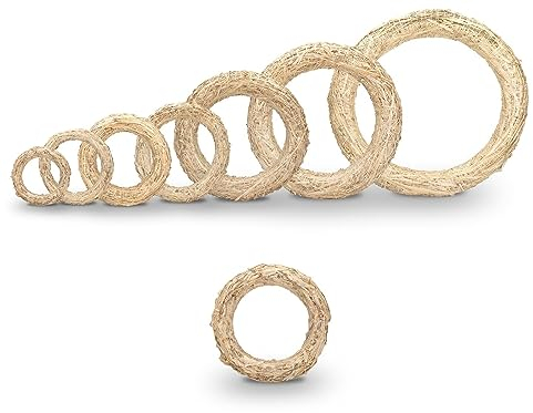 NaDeco Strohkranz Natur in 7 Größen zur Auswahl Strohkränze von klein bis groß Strohring Strohkranz Türkranz Kranz Rohling Strohrömer Roemer Strohkranz selber Machen, Größe:Ø 15 x 2.5 cm