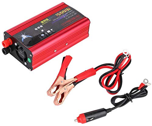 Inversor de Corriente 1500W Inversor de Coche con DC 12V/24V a AC 220V Adaptador de Coche USB Dual Cargador de Coche Más Delgado