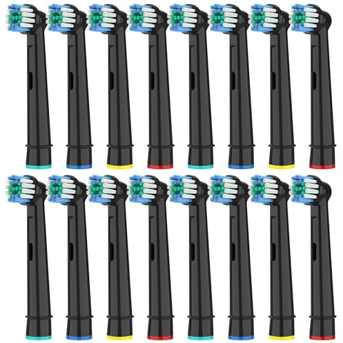 HSYTEK 16er Aufsteckbürsten Kompatibel mit OralB Zahnbürste Elektrische, Aufsätze für OralB Pro 3 3500, Genius X, Vitality 100, Precision Ersatzbürsten Zahnbürstenköpfe, Schwarz