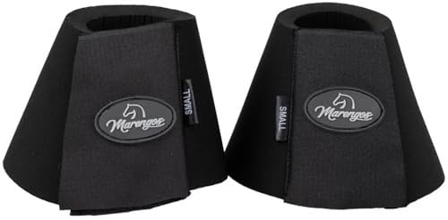 Marengos - Hufglocken Softopren (2er Set) | Springglocken mit großem Klettverschluss & Überschlagfixierung | ideal als Weidehufglocke | stoßdämpfender Hufschutz für Pferde in Schwarz | Größe S