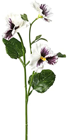 creativ home Kunstblume STIEFMÜTTERCHENZWEIG mit 3 Blüten ca.46cm. Veilchen, Pensee. weiß Weiss