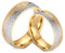 KnBoB Edelstahl Ringe Verlobung, 6MM Paar Silber Gold Bicolor mit Weiß Zirkonia Eheringe Damen Gr.54 (17.2) & Herren 54 (17.2)