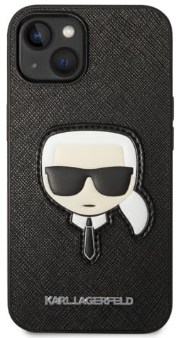 Karl Lagerfeld KLHCP14SSAPKHK hülle für iPhone 14 6,1 schwarz/Black hardcase Saffiano Karl`s Head Patch