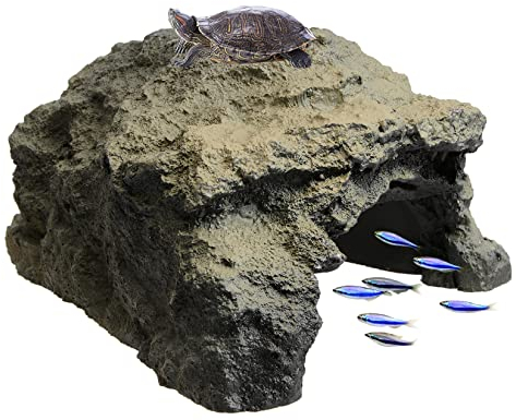 Uotyle Aquarium Höhle Non-Toxic Aquarium Deko Höhle Groß Reptile Terrarium Höhle Versteck Schildkröte Zubehör Aquarium Dekoration Für Schildkröten Axolotl Garnelen