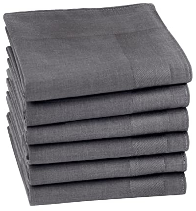 HOULIFE Herren Taschentücher - Stofftaschentücher Damen, Einfarbige Taschentücher Stoff aus Reiner 60S Baumwolle für Alltagsgebrauch Hochzeit, 40x40cm/16x16’’ (Dunkelgrau, 6 Stücke)