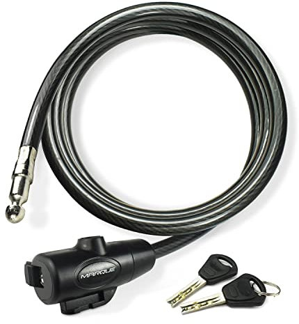 Marque Bike Lock with Key – 7FT 3/8” Straight Cable Locks with Keys, Anti-Theft Security Cable for Bicycles, Scooters, Kayaks, Paddle Boards, Gates