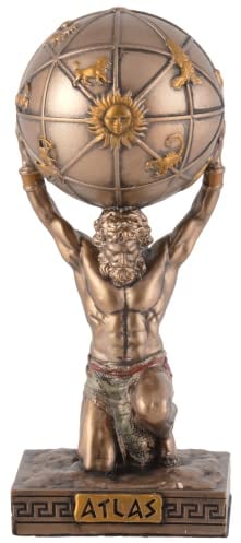 Miniatur Figur griechischer Gott Atlas - aus Kunststein, mit Bronzefarbe von Hand bemalt by Veronese