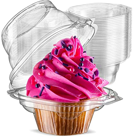 50x Cupcake Boxes Cupcake Containers - Cake Decoration Individual Clear Cupcake Muffin Holders, Reusable Cake Boxes, Party Decoration Cake Cases Pods- Home and Bakery Baking Accessories