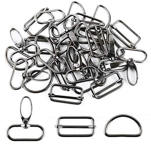 VINFUTUR 60 Stücke D-Ringe Drehverschlüsse Schlüsselanhänger Schiebeschnalle Gurtschieber 32mm für Handtasche Rucksack Tasche Zubehör