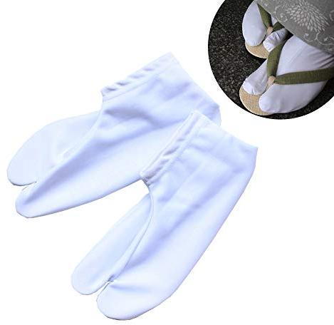 SUNTRADE Japanische Tabi-Socken mit zwei Zehen, rutschfeste Socken, Kimono, Anime, Cosplay, Weiß, Größe XL (42-43), S-XL