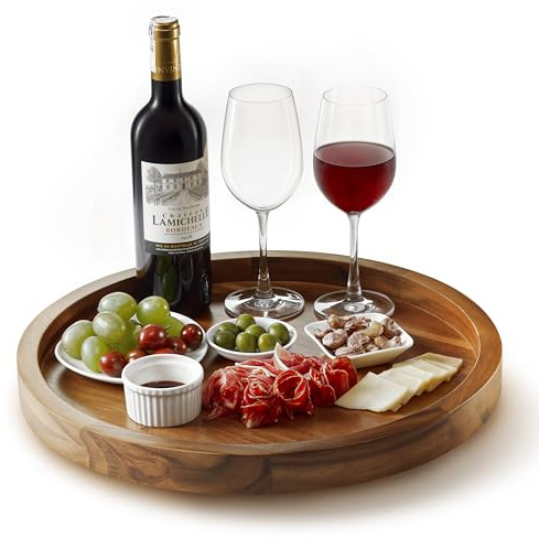 TIDITA Lazy Susan Organizer für Tisch, Holzkohlebretter, Käsebrett, Lazy Susan Drehteller für Schrank, Küchenaufbewahrung, Lebensmittelbehälter für Speisekammer, Arbeitsplatte, 40,6 cm, Akazie, 40,6