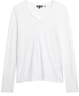 Superdry Women's Long Sleeve Jersey V Neck Top T-Shirt, Optic, 14 (L)